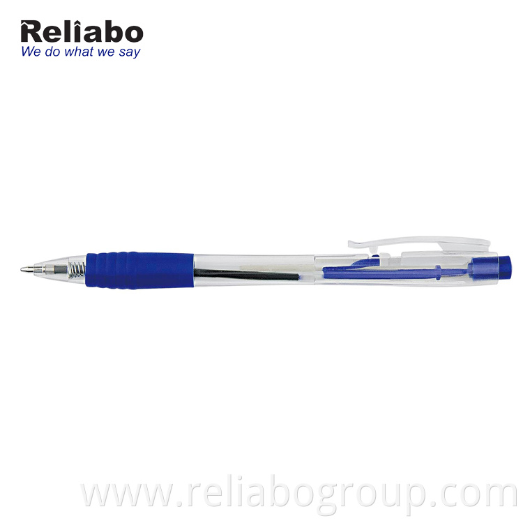 Reliabo Quality Custom Logo Design Beautiful Clear Press Plastic Ball Point Pen